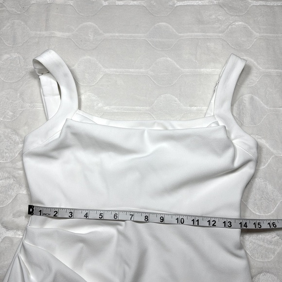 Bella Vista Womens White Cowl Neck Bodycon Mini Dress Thick Straps Size L - Picture 3 of 10